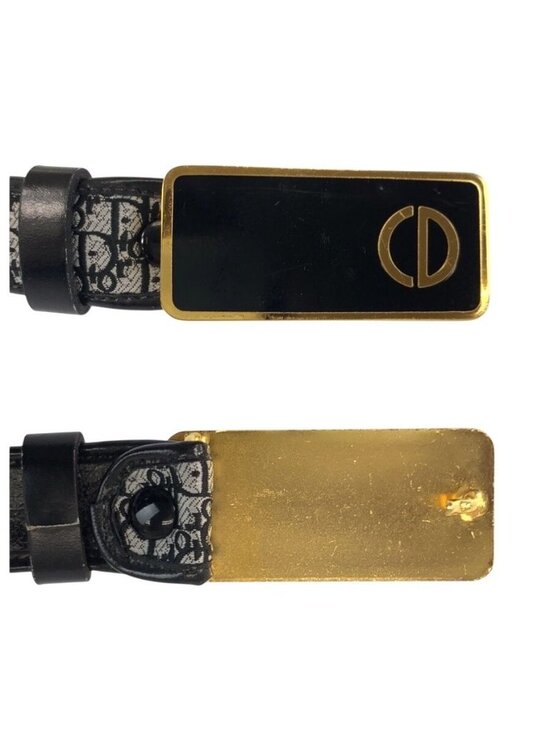 Dior Vintage Oblique 70 cm Black Gold Canvas Belt main image 4